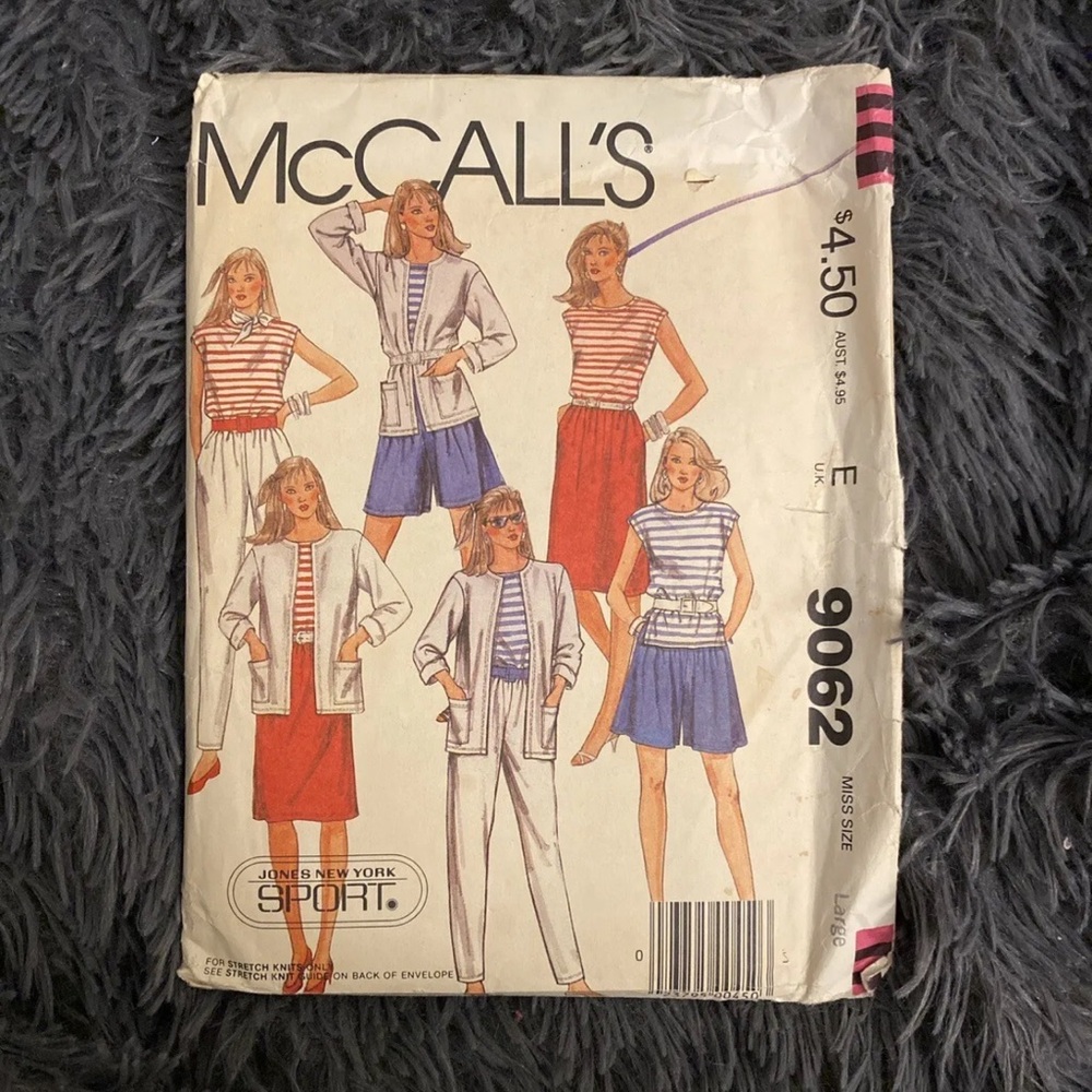 80’s McCalls #9062 Knit Sport Sleeveless Top Skirt Shorts Lg Uncut